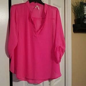 Hot pink sheer pullover blouse